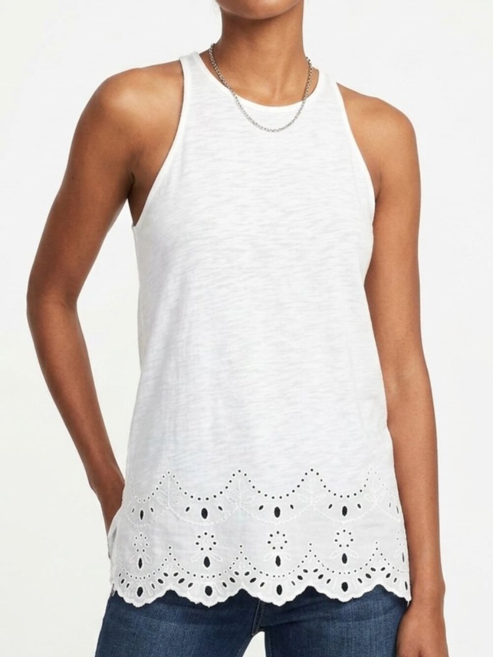 LC Lauren Conrad NWT White Embroidered Lace Tank Women's Size XS